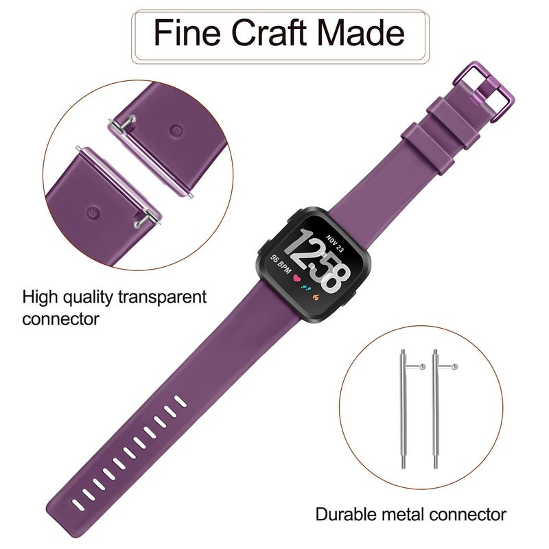 AK Sports Bands - Soft Elastomer Multi-colors Replacement Wristbands for Fitbit Versa 2 Smart Watch (Purple, Small) - Image 3
